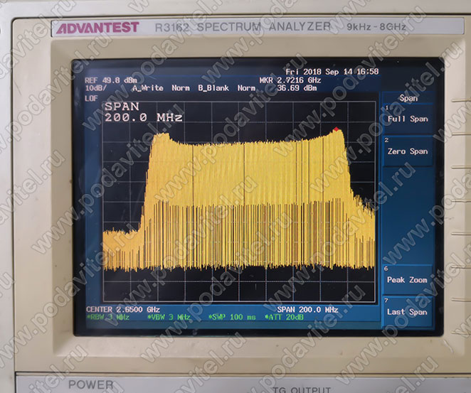 Тестирование частоты LTE Downlink 2600-2700 МГц - 40dbm / 10W